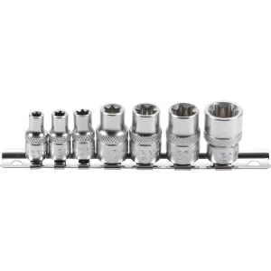 JUEGO  7 PIEZAS DE DADOS T-STAR (TORX) 1/4"  + 3/8"