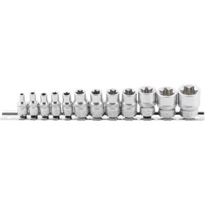 JUEGO 12 PIEZAS DE DADOS T-STAR (TORX) 1/4"  + 3/8"