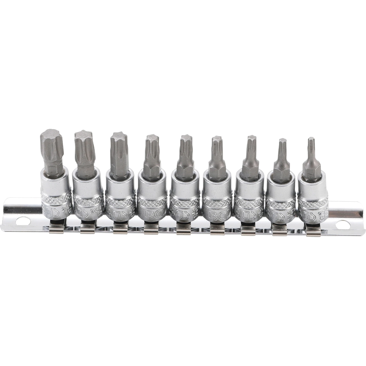 JUEGO DE 9 PIEZAS DE DADOS CON PUNTA 1/4" T-STAR (TORX)