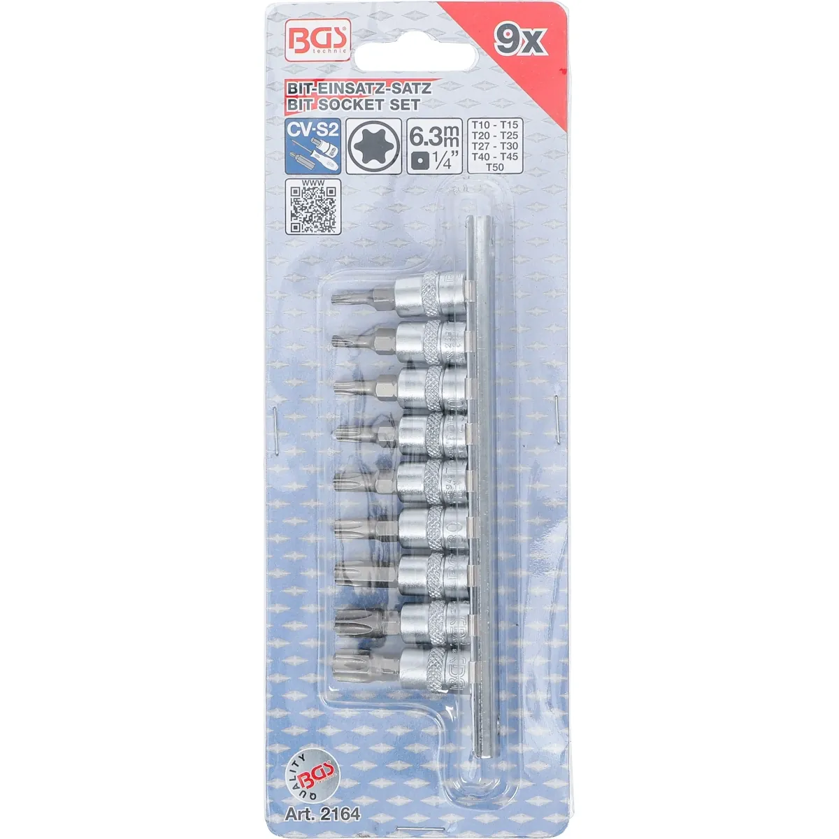 JUEGO DE 9 PIEZAS DE DADOS CON PUNTA 1/4" T-STAR (TORX) - Imagen 3