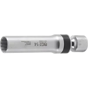 DADO PARA BUJÍAS 14 MM CON 12 PUNTAS 3/8"  LONGITUD 100 MM CON RESORTE