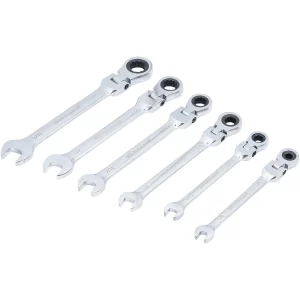 JUEGO DE LLAVES COMBINADAS CON MATRACA| CABEZA FLEXIBLE | ÉSTANDARD | 1/4" - 9/16" | 6 PIEZAS