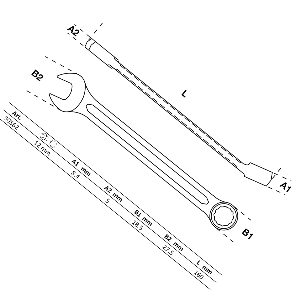 LLAVE COMBINADA, 12 MM - Imagen 2