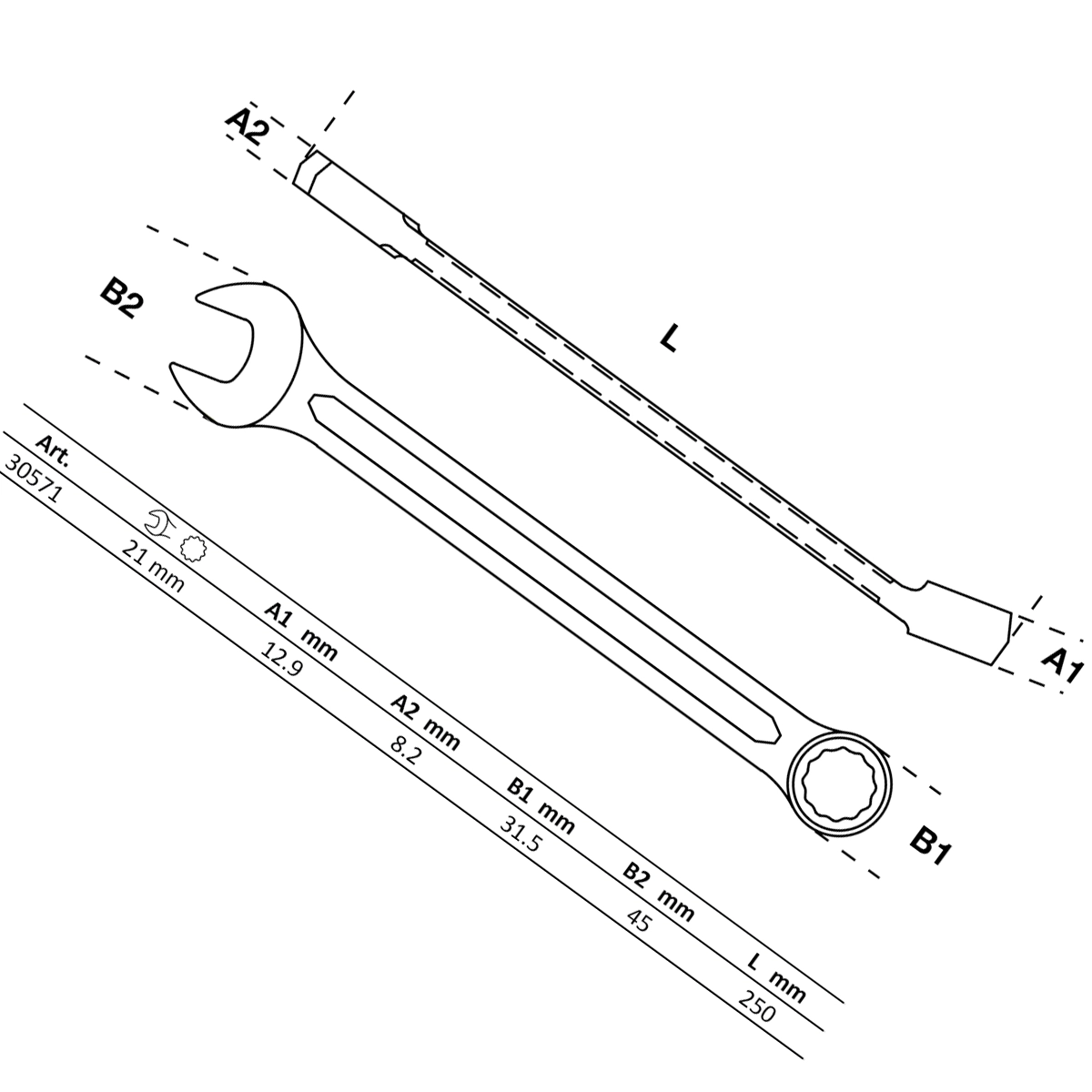 LLAVE COMBINADA, 21 MM - Imagen 2