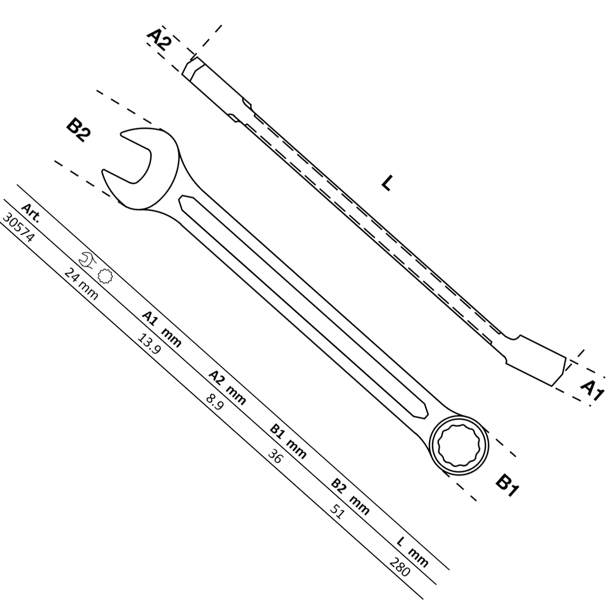 LLAVE COMBINADA, 24 MM - Imagen 2
