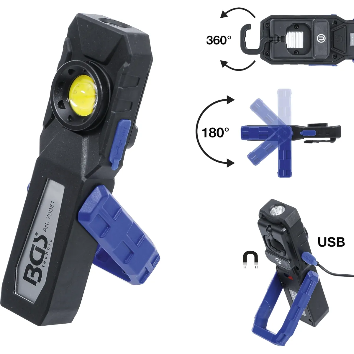 LÁMPARA DE TALLER LED COB CON IMÁN Y GANCHO | PLEGABLE - Imagen 11