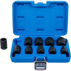 JUEGO DE DADOS DE IMPACTO HEXAGONAL | ENTRADA 12,5 MM (1/2") | 3/8 - 15/16" | MEDIDAS EN PULGADAS | 10 PIEZAS