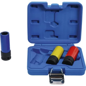 JUEGO 3 PIEZAS DADOS DE IMPACTO CON PROTECTOR  DE PLASTICO  1/2" , 17 - 19 - 21 MM