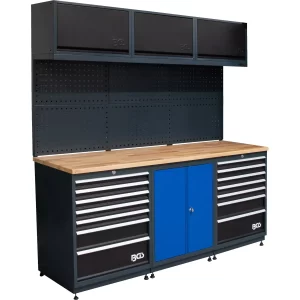 SISTEMA MODULAR DE PARED PROFESSIONAL DE TALLER | SUPERFICIE DE TRABAJO DE MADERA REFORZADA | 3 MÓDULOS