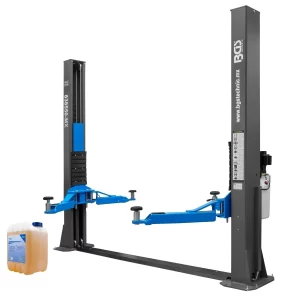 ELEVADOR DE 2 POSTES ALTURA LIBRE | CAPACIDAD / 5,000 KG / 11,000 LB | INCLUYE 10 LTS ACEITE HIDRAULICO BGS
