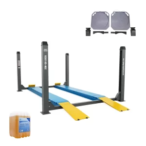 ELEVADOR / RAMPA DE ALINEACIÓN DE 4.5 TONELADAS | LIBERACION ELECTROHIDRAULICA | INCLUYE 10 LTS ACEITE HIDRAULICO BGS + PLACA GIRATORIAS